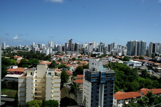 salvador, bahia / brazil - april 10, 2017: Aerial view of buildings and homes in the Caminho das Arvores neighborhood in the city of Salvador.


