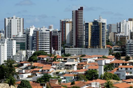 salvador, bahia / brazil - april 10, 2017: Aerial view of buildings and homes in the Caminho das Arvores neighborhood in the city of Salvador.


