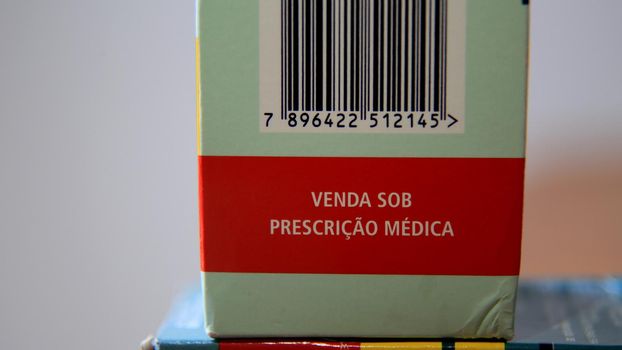salvador, bahia / brazil - june 10, 2020: barcode is seen in a genrioco medicine box in the city of Salvador.

