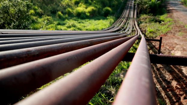 mata de sao joao, bahia / brazil - novembro 8, 2020: pipeline for the transportation of oil in a Petrobras company station in the city of Mata de Sao Joao.