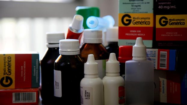 salvador, bahia / brazil - june 10, 2020: generic medicine packaging for sale in pharmacies in Brazil.