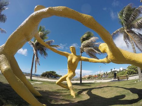 salvador, bahia / brazil - april 9, 2018: Sculpture is seen at the Costa Azul Park in Salvador.