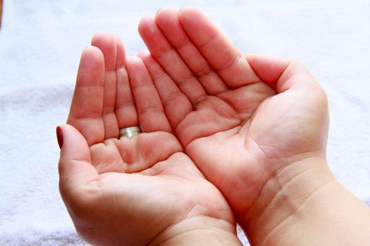 salvador, bahia / brazil - november 10, 2013: woman hands with fingers open in cupped shape.

