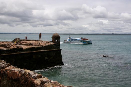 cairu, bahia / brazil - november 18, 2007: views of ruins of the fortress of Morro de Sao Paulo, in the city of Cairu.