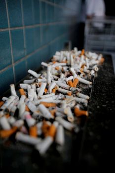 salvador, bahia / brazil - june 14, 2018: cinceiro with cigarette butts is seen outside the airport of the city of Salvador.
