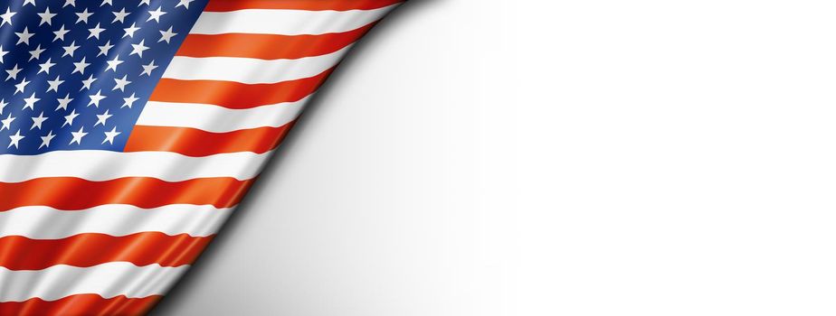 USA flag isolated on white. Horizontal panoramic banner.
