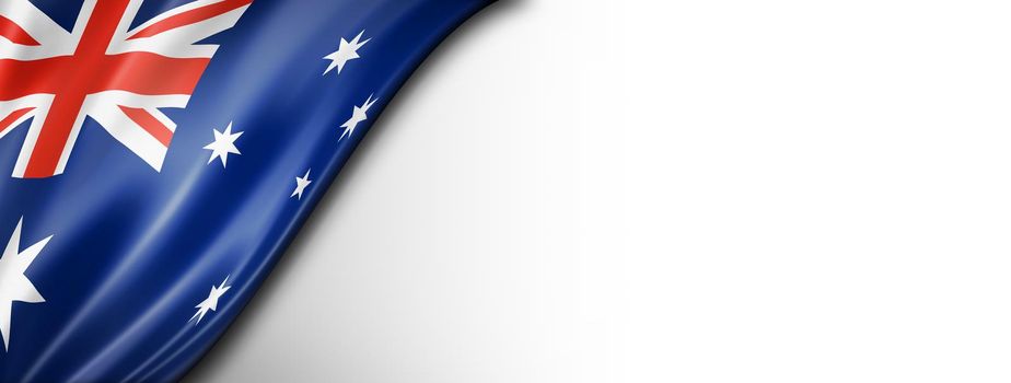 Australia flag isolated on white. Horizontal panoramic banner.