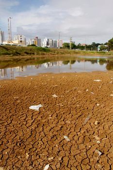salvador, bahia / brazil - April 16, 2013: Luiz Viana Avenue lake is seen dry due to long rainless period in the region.
