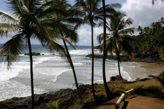 itacare, bahia / brazil - january 12, 2012: View of the Havaizinho Beach in Itacare. The place is between the sea and the Atlantic Forest, in southern Bahia.