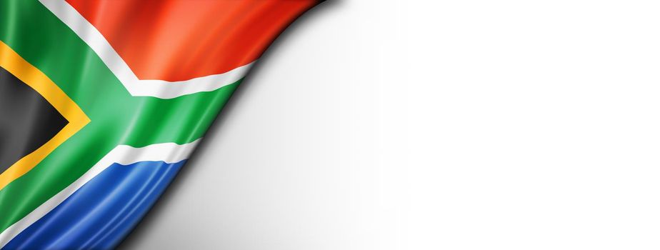 South Africa flag isolated on white. Horizontal panoramic banner.