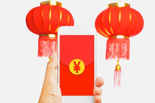 Chinese new year , mobile red pocket wallet hongbao.