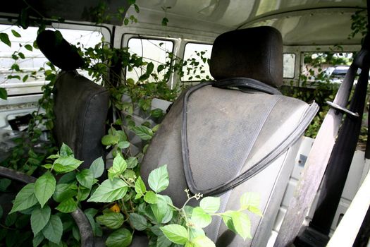 itabuna, bahia, / brazil - january 20, 2012: bush covers vehicles seized by the police at the Police Complex in the city of Itabuna, in southern Bahia.