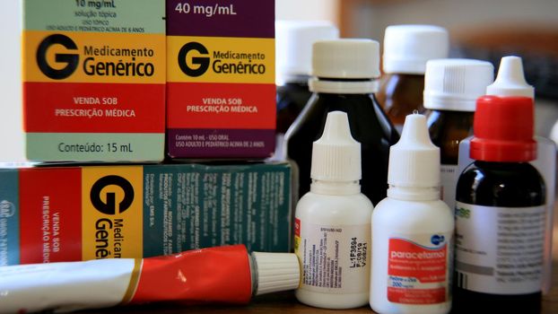 salvador, bahia / brazil - june 10, 2020: generic medicine packaging for sale in pharmacies in Brazil.
