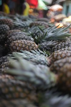 salvador, bahia / brazil - march 16, 2017: Pineapple is seen for sale at the Sao Joaquim Fair in the city of Salvador.