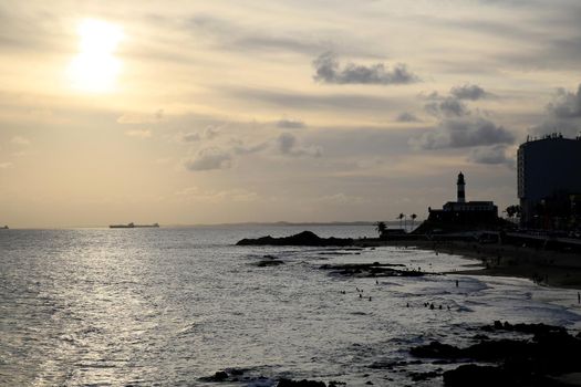 salvador, bahia, brazil - january 22, 2021: late afternoon at the fort of Santo Antonio, better known as Farol da Barra in the city of Salvador.