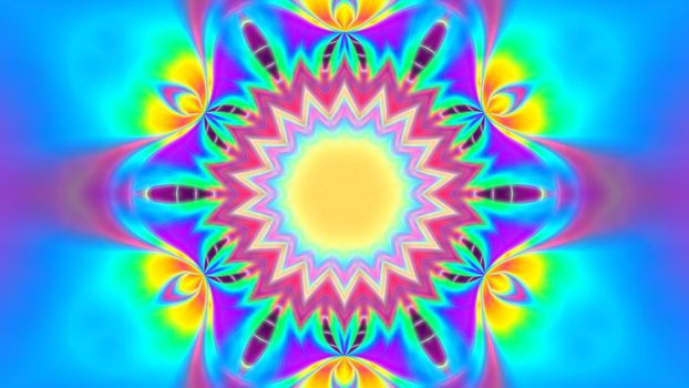 Abstract neon multicolored mandala background.