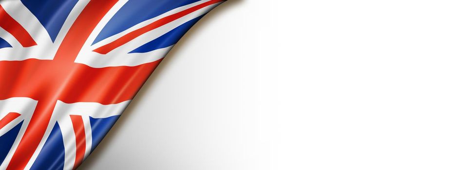 United Kingdom, UK flag isolated on white. Horizontal panoramic banner.