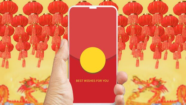 Chinese new year , mobile red pocket wallet hongbao.