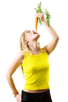 Food and healthy nutrition - Woman eating a carrot