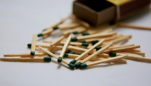 salvador, bahia / brazil - may 20, 2020: matchsticks are seen next to the box.