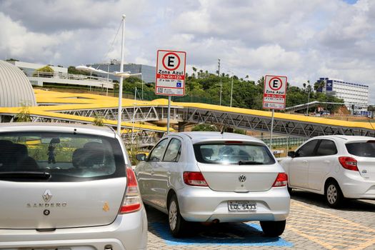 salvador, bahia, brazil - december 23, 2020: area for public parking in the blue zone system is seen in the Imbui neighborhood in the city of Salvador.