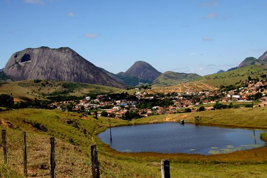 guaratinga, bahia / brazil - february 24, 2008: volcanic stone mountain is seen in the city of Guaratinga, in southern Bahia.