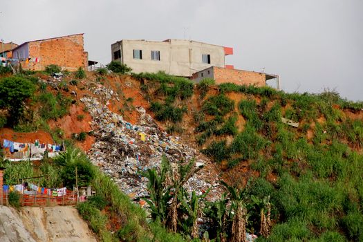 salvador, bahia / brazil - february 25, 2013: area of
slope with risk of landslide in the Lobato neighborhood in the city of Salvador.