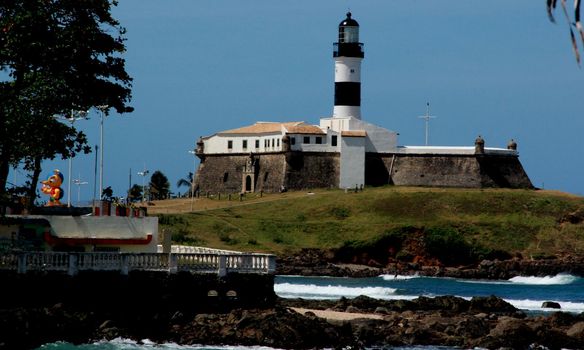 salvador, bahia / brazil - September 25, 2012: View of the Santo Antonio Fort, commonly known as Farol da Barra, in the city of Salvador.



