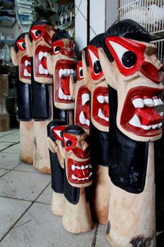 salvador, bahia / brazil - april 18, 2013: Carranca sculptures are seen for sale at the Feira de Sao Joaquim, in the city of Salvador.
