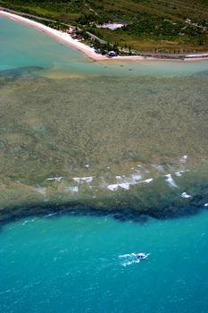 porto seguro, bahia / brazil - june 9, 2007: aerial view of coral reefs in the sea of the city of Porto Seguro, in the south of Bahia.

