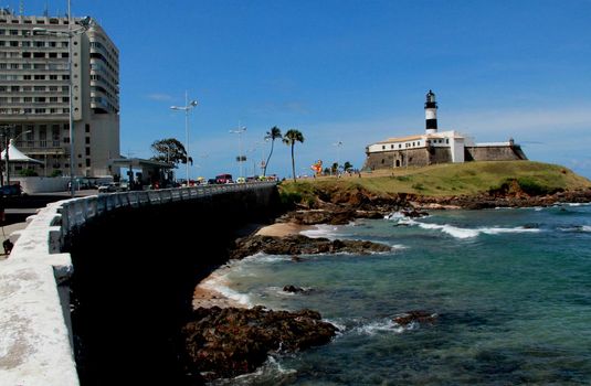 salvador, bahia / brazil - September 25, 2012: View of the Santo Antonio Fort, commonly known as Farol da Barra, in the city of Salvador.



