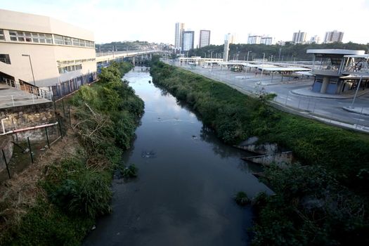 salvador, bahia / brazil - september 25, 2017: bed of the sewage channel of the Jaguaribe river in the city of Salvador.