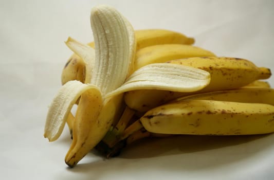 salvador, bahia / brazil - may 24, 2020: peeled banana is seen in the city of Salvador.