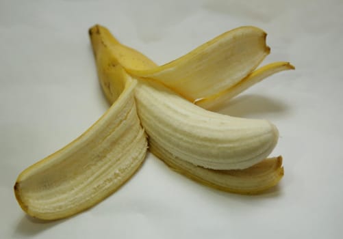 salvador, bahia / brazil - may 24, 2020: peeled banana is seen in the city of Salvador.