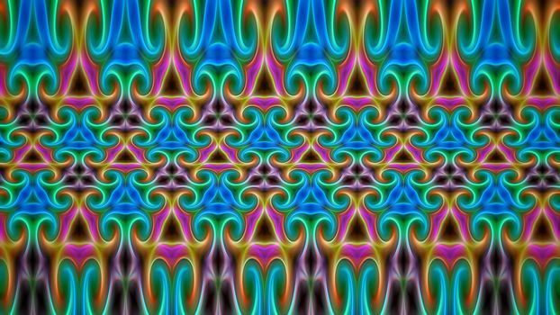 Abstract neon background with symmetrical pattern.