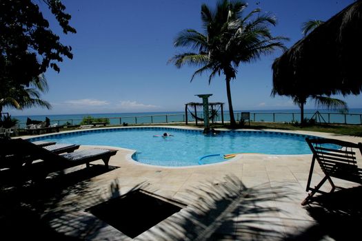 prado, bahia / brazil - february 27, 2011: hotel pool in the Cumuruxatiba region, in the municipality of Prado.