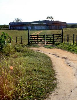 mata de sao joao, bahia / brazil - october 6, 2020: A farm gate is seen in the rural area of the city of Mata de Sao Joao.
