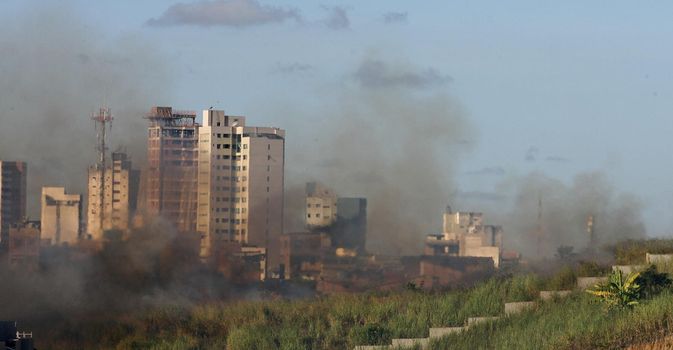 itabuna, bahia / brazil - march 29, 2012: Smoke from burning vegetation is seen in the city of Itabuna.