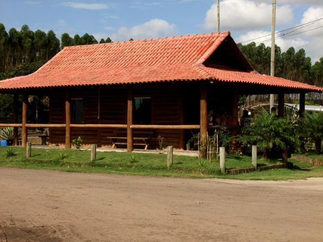 EUNAPOLS, BAHIA / BRAZIL - November 26, 2010: House built with eucalyptus wood from plantations in southern Bahia.



