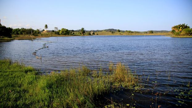 mata de sao joao, bahia brazil - september 29, 2020: view of the Santa Helena dam in the region of Capa Bode, rural area of the city of Mata de Sao Joao.