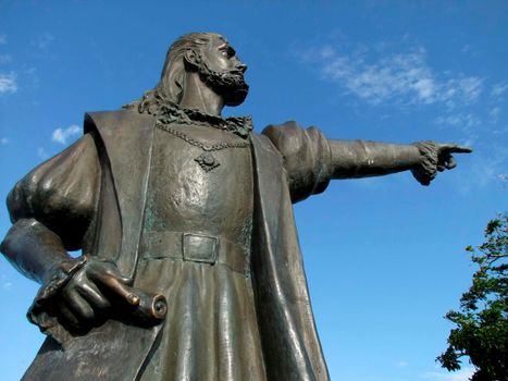 porto Seguro, bahia / brazil - december 27, 2009: statue of Pedro Alvares Cabral is seen at the entrance to the city of Porto Seguro.




