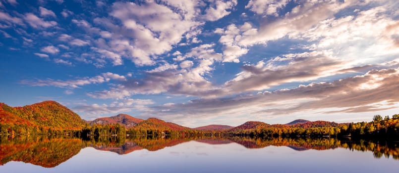 view of the Lac-Superieur, in Laurentides, Mont-tremblant, Quebec, Canada