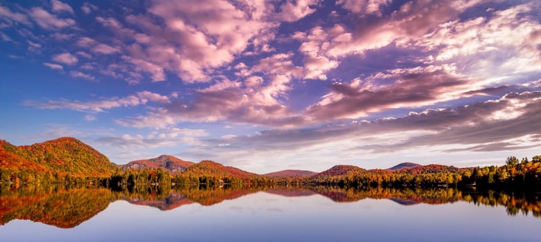 view of the Lac-Superieur, in Laurentides, Mont-tremblant, Quebec, Canada