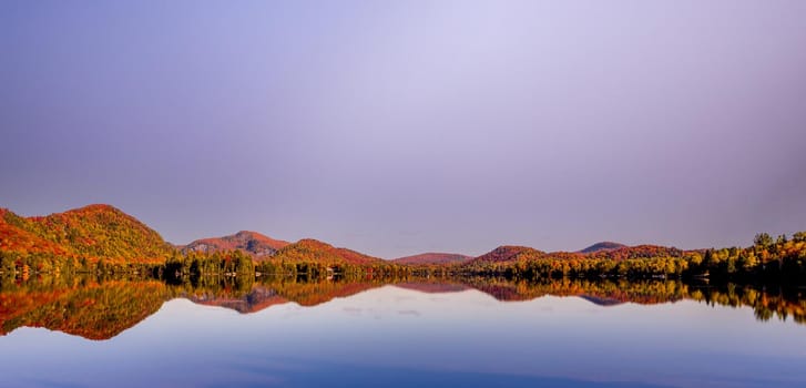 view of the Lac-Superieur, in Laurentides, Mont-tremblant, Quebec, Canada