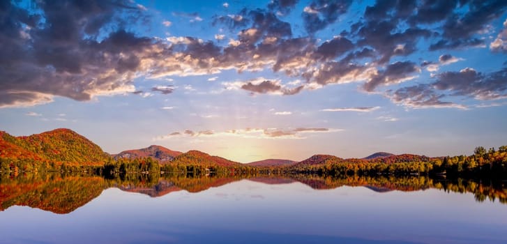 view of the Lac-Superieur, in Laurentides, Mont-tremblant, Quebec, Canada