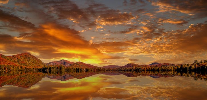 view of the Lac-Superieur, in Laurentides, Mont-tremblant, Quebec, Canada