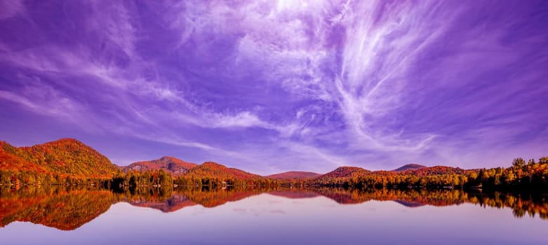 view of the Lac-Superieur, in Laurentides, Mont-tremblant, Quebec, Canada