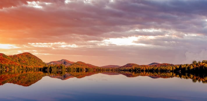 view of the Lac-Superieur, in Laurentides, Mont-tremblant, Quebec, Canada