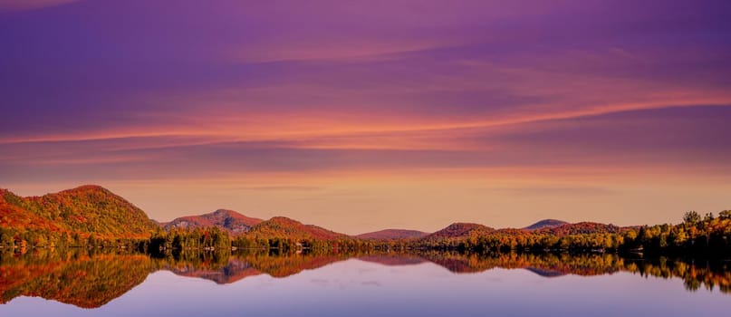 view of the Lac-Superieur, in Laurentides, Mont-tremblant, Quebec, Canada