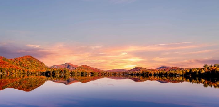 view of the Lac-Superieur, in Laurentides, Mont-tremblant, Quebec, Canada